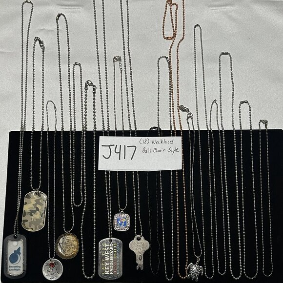 J417 Bulk Bundle of 18 Necklaces Ball Chain Style - Picture 4 of 5